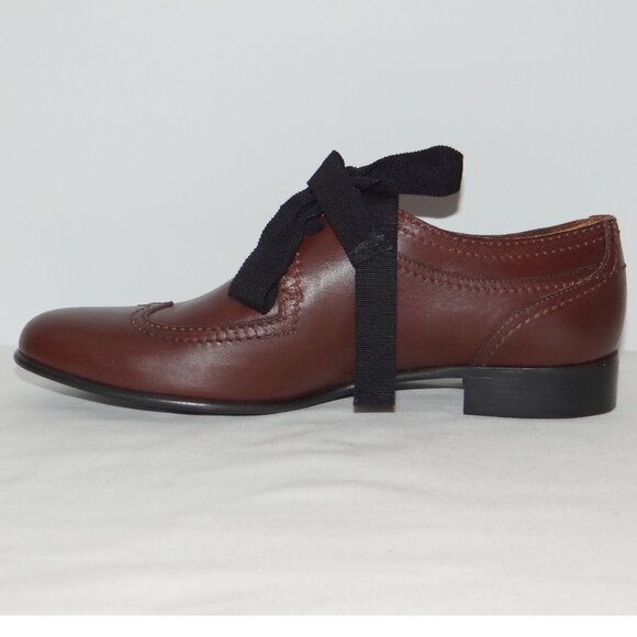 LANVIN ribbon tie brogue shoes brogues leather EU 37.5 US 7 New - Picture 4 of 6